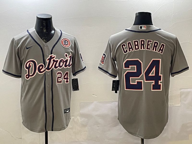 Men Detroit Tigers #24 Cabrera Grey Game 2025 Nike MLB Jersey style 2->detroit tigers->MLB Jersey